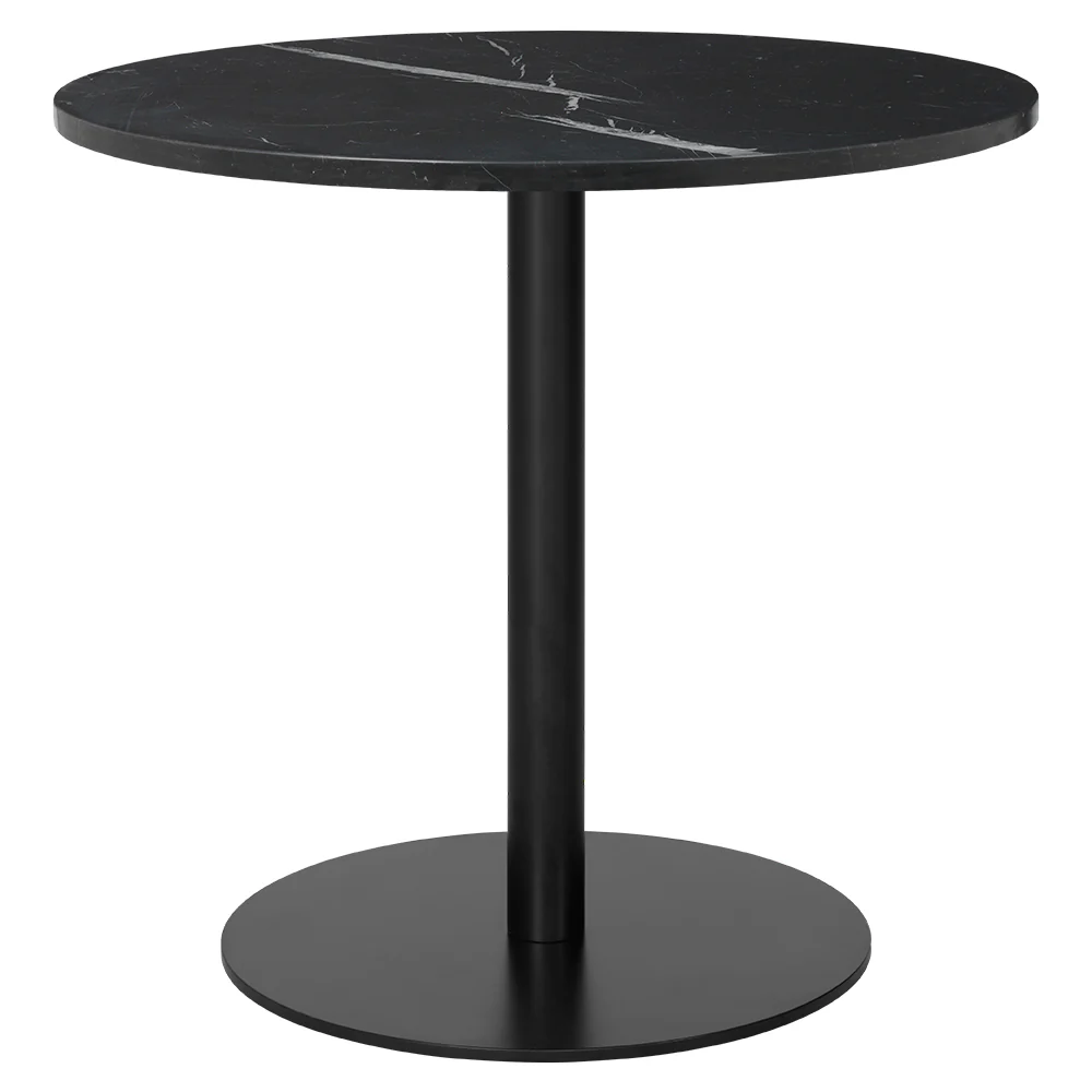 1.0 Round Dining Table - Black Marquina Marble, Black - Image 3