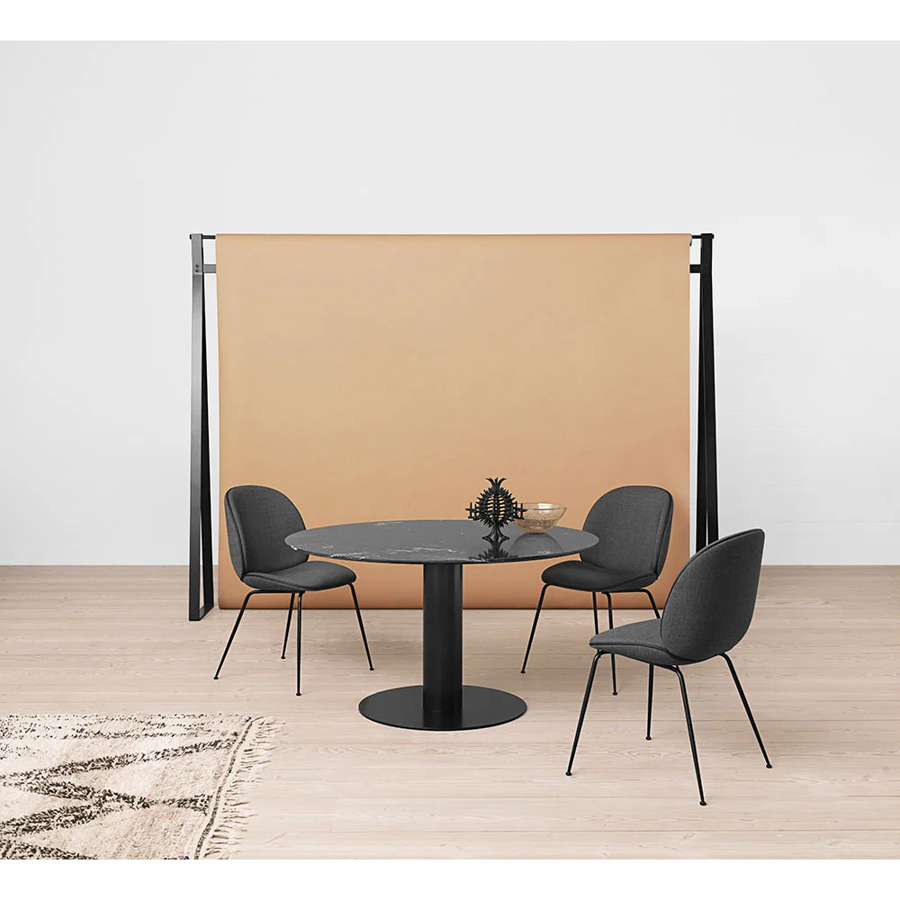 2.0 Round Dining Table - White Marble, Black - Image 2