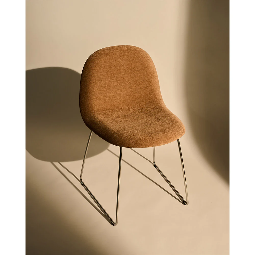 3D Front Upholstered Dining Chair - Wood Shell, Sledge Base - Image 8