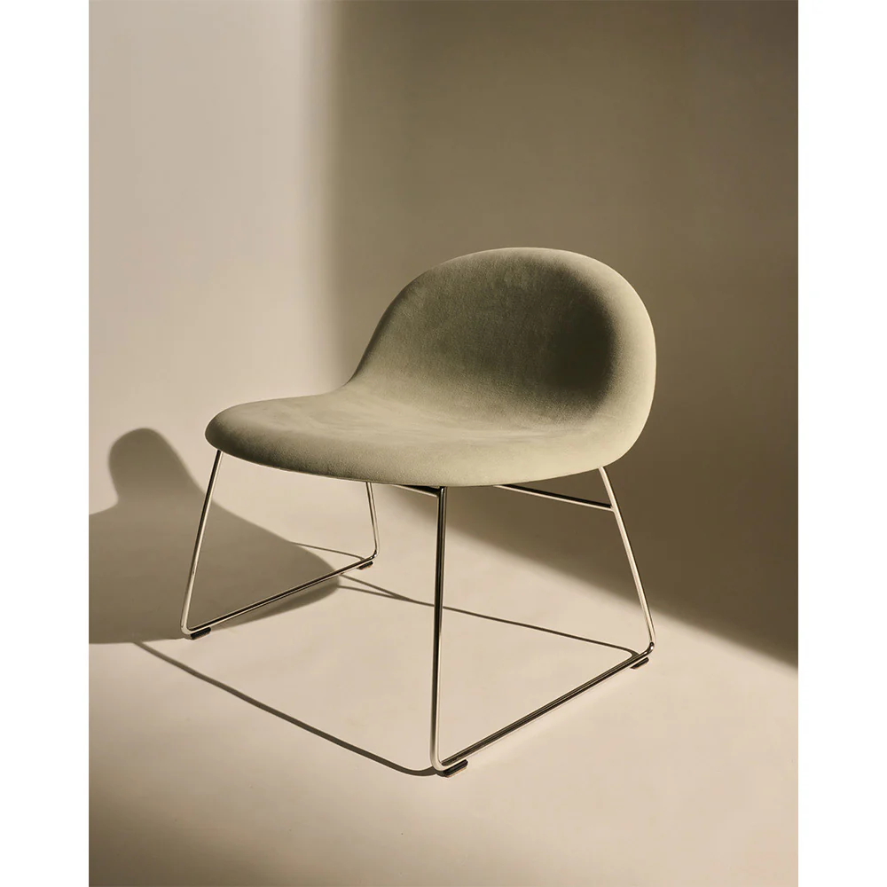 3D Lounge Chair Fully Upholstered Polished Stainless Steel - Image 4