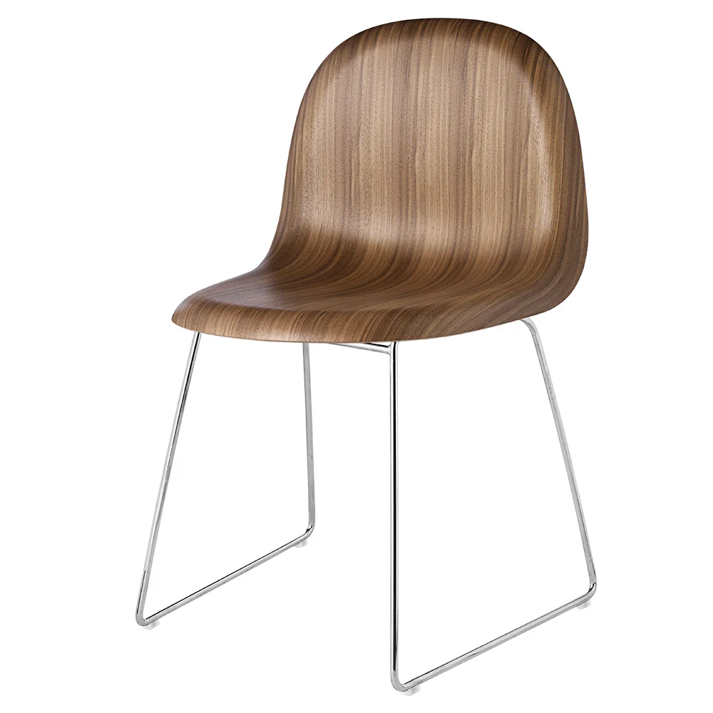 3D Unupholstered Dining Chair - American Walnut, Sledge Base