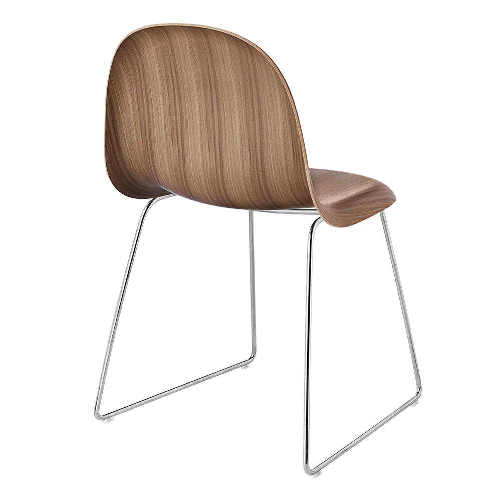 3D Unupholstered Dining Chair - American Walnut, Sledge Base - Image 3