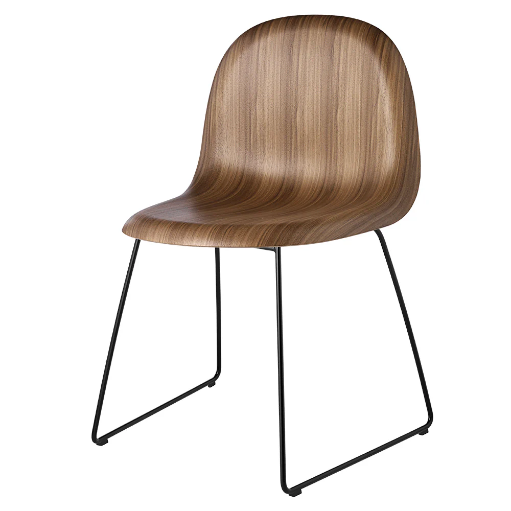 3D Unupholstered Dining Chair - American Walnut, Sledge Base - Image 2