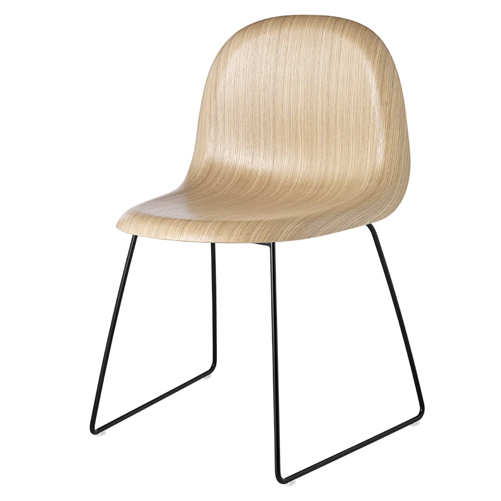 3D Unupholstered Dining Chair - Oak, Sledge Base - Image 2