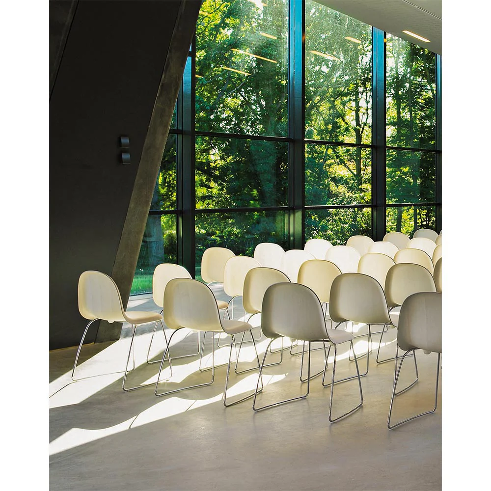 3D Unupholstered Dining Chair - Lunar Gray, Black Sledge Stackable Base - Image 3