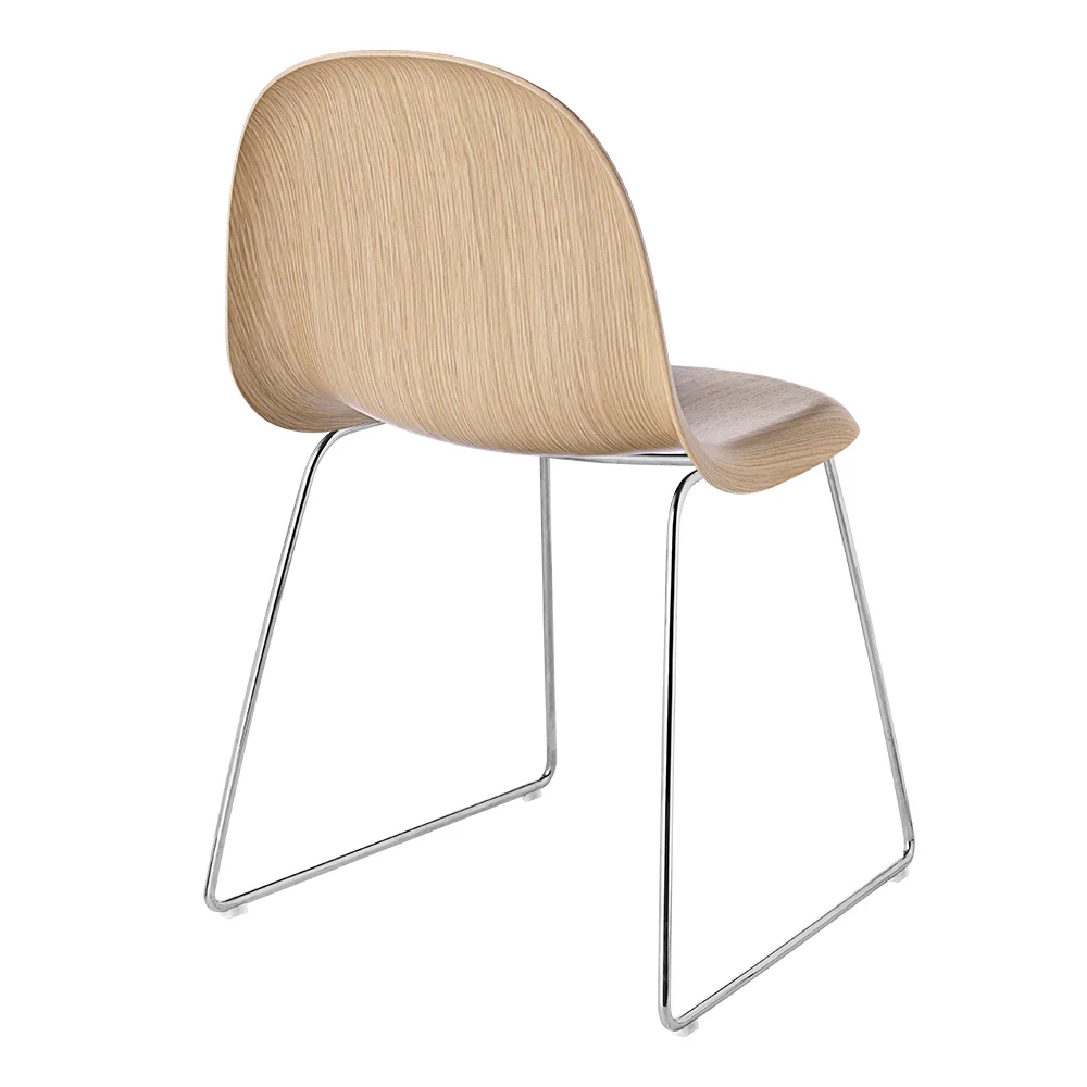 3D Unupholstered Dining Chair - Oak, Sledge Base - Image 3