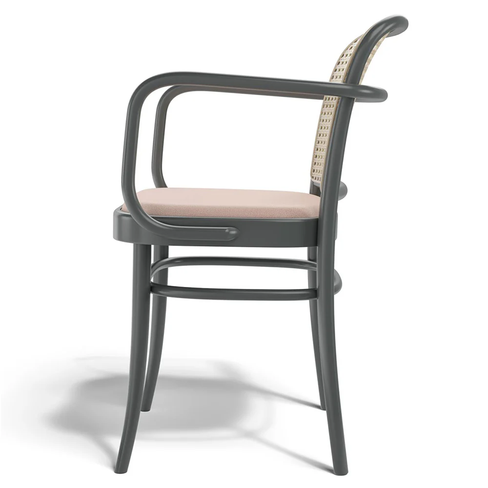 811 Arm Chair - Upholstered, Cane Back - Image 3