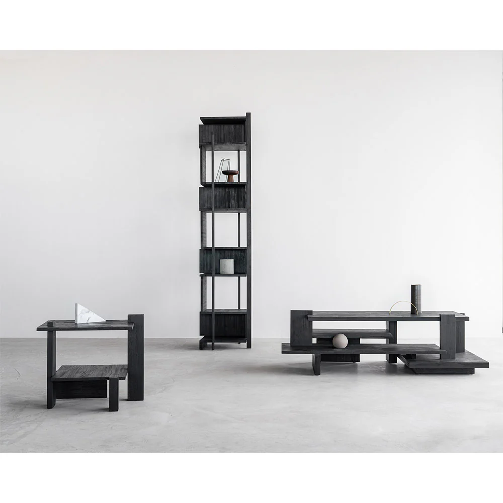 Abstract Black Teak Coffee Table - Image 11