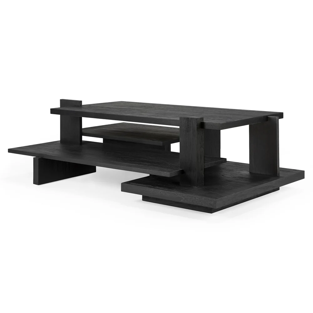 Abstract Black Teak Coffee Table - Image 3