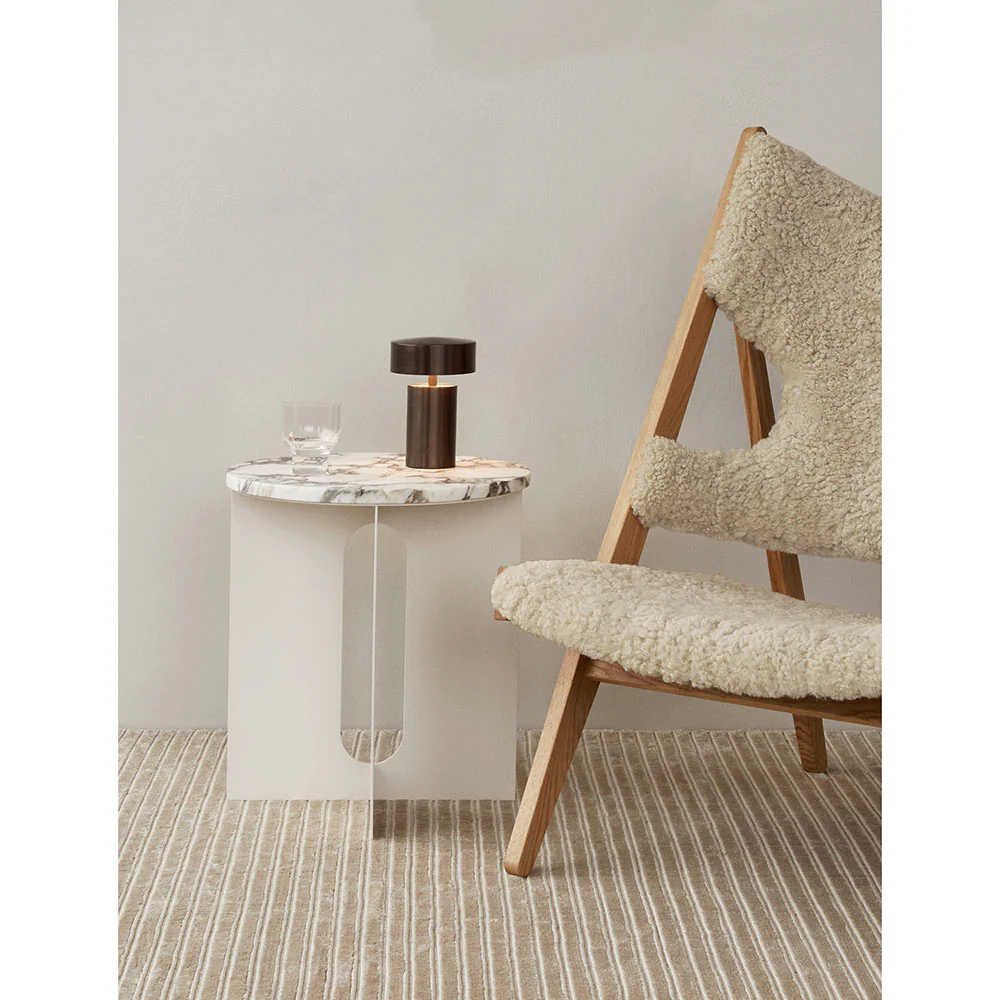 Androgyne 16.5" Steel Side Table - Black, Emperador Dark Marble Top - Image 6