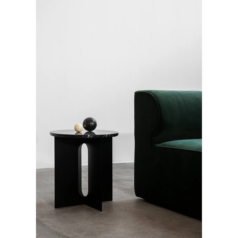 Androgyne 16.5_ Steel Side Table - Black, Nero Marquina Marble Top - Image 5