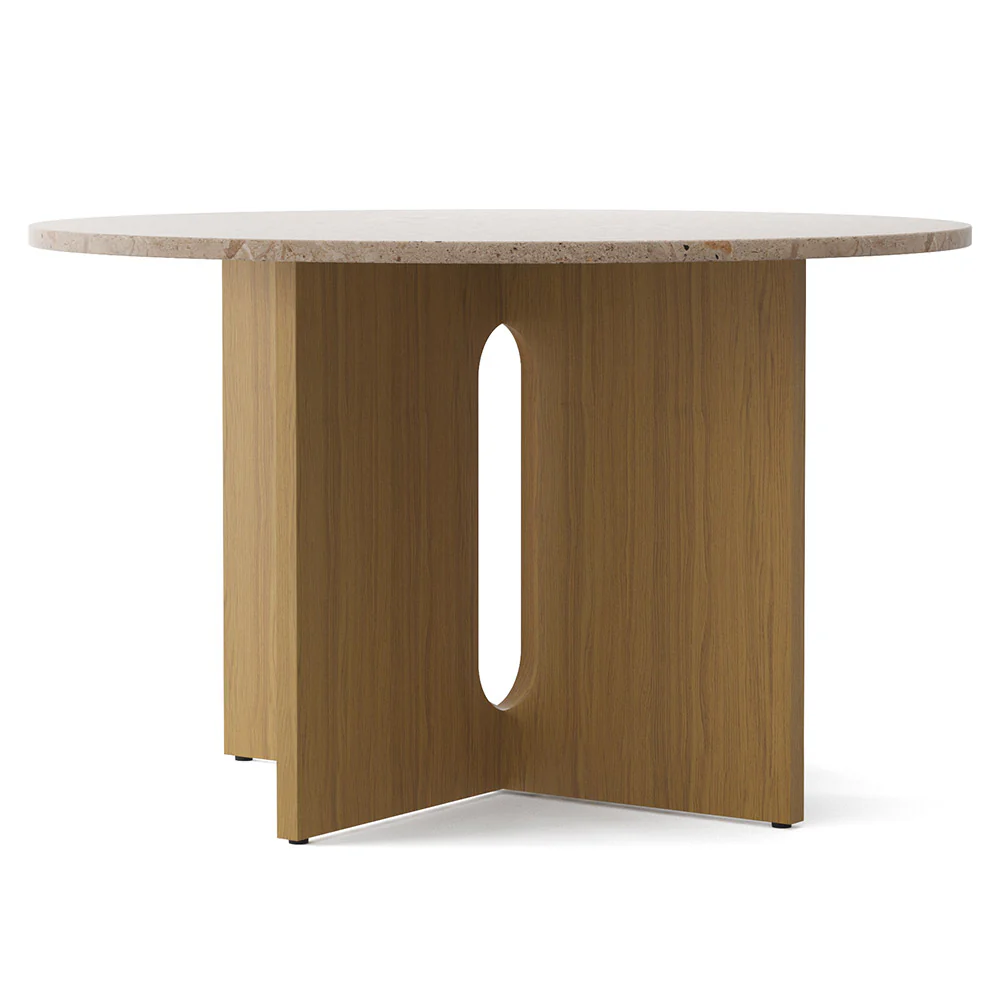 Androgyne Round Dining Table - Natural Oak, Kunis Breccia Stone Top - Image 2