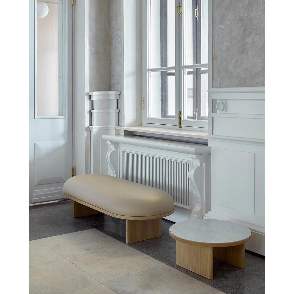 Anza Coffee Table - Natural Oak, White Carraca Marble - Image 2