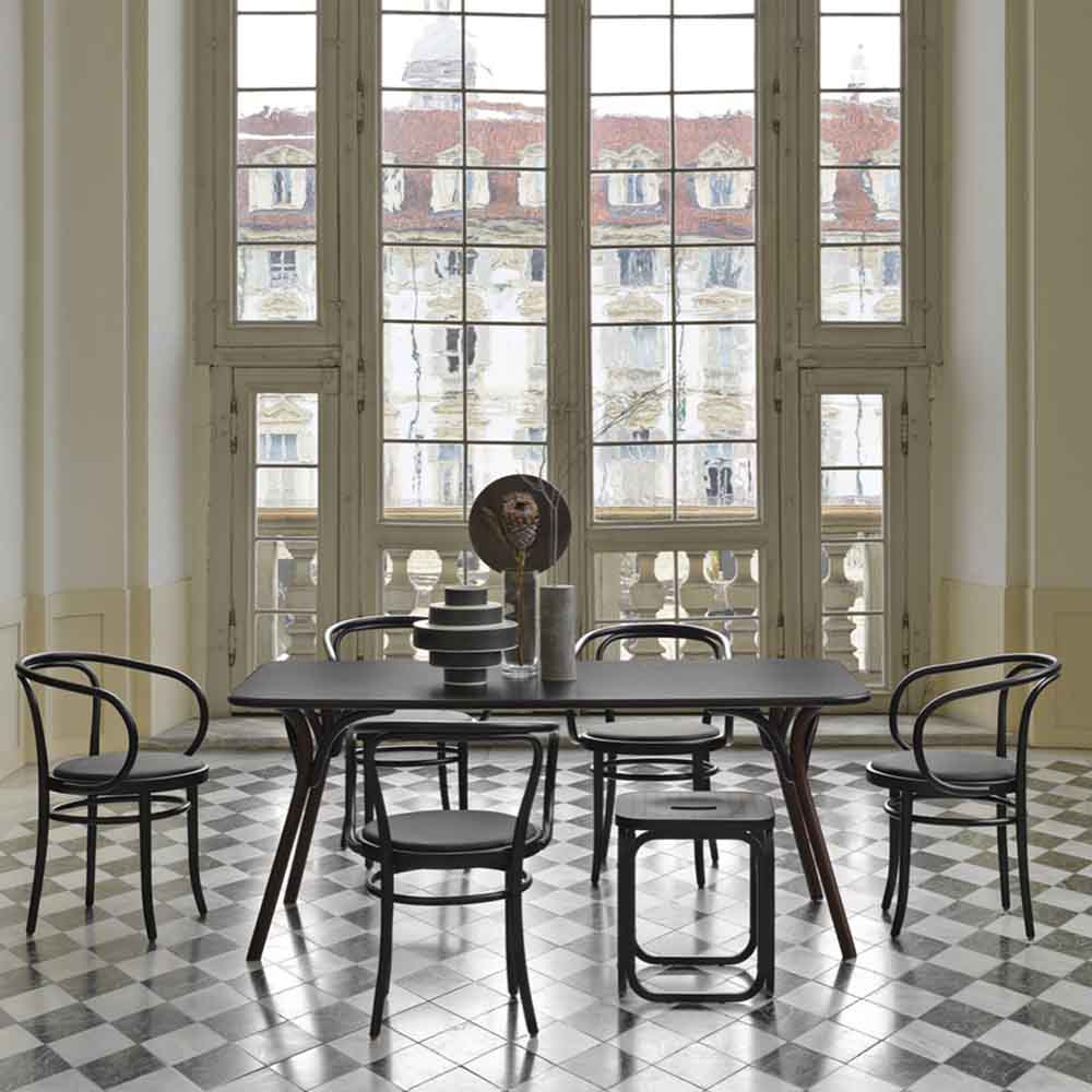 Arch Two Tone Dining Table - Black, Dark Walnut - Image 8