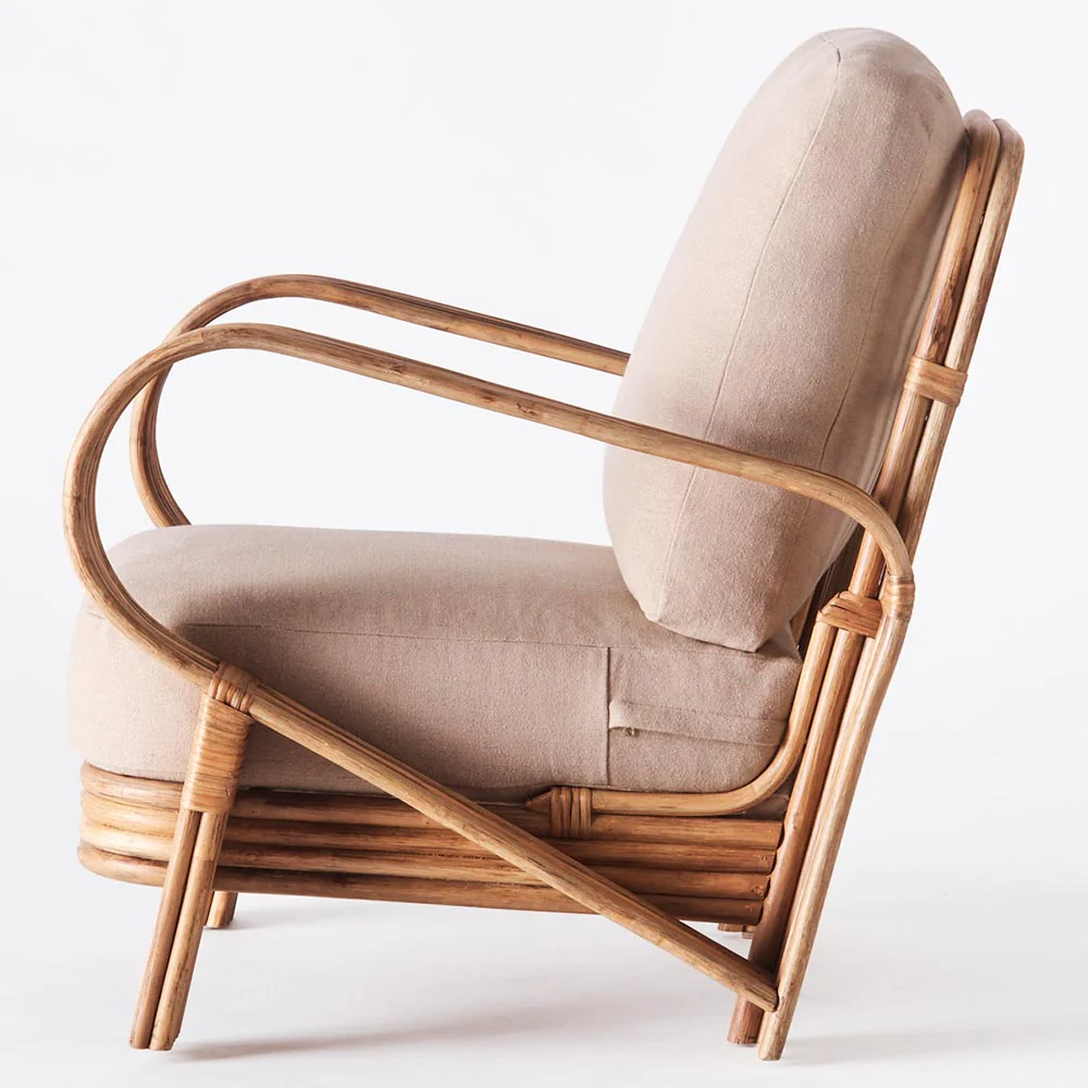 Bamboo Lounge Chair - Beige - Image 3