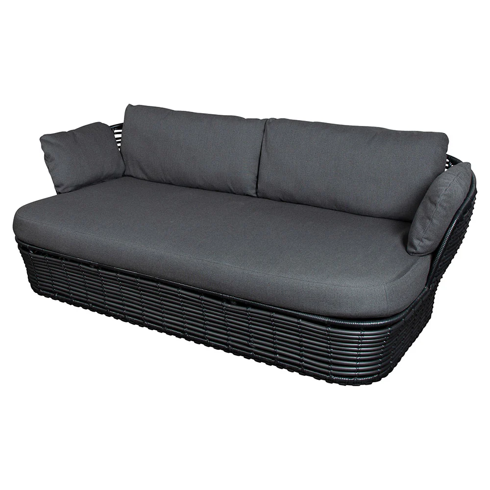 Basket 2 Seater Sofa - Gray Cushions, Graphite Weave Base