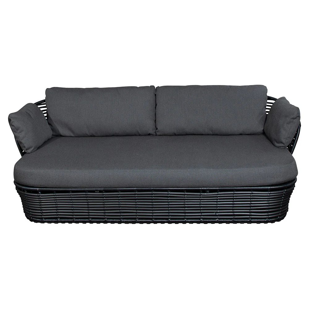 Basket 2 Seater Sofa - Gray Cushions, Graphite Weave Base - Image 2