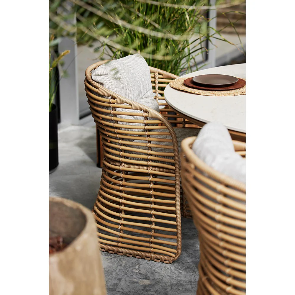 Basket Chair - Dark Bordeaux Cushions, Natural Weave Frame - Image 2