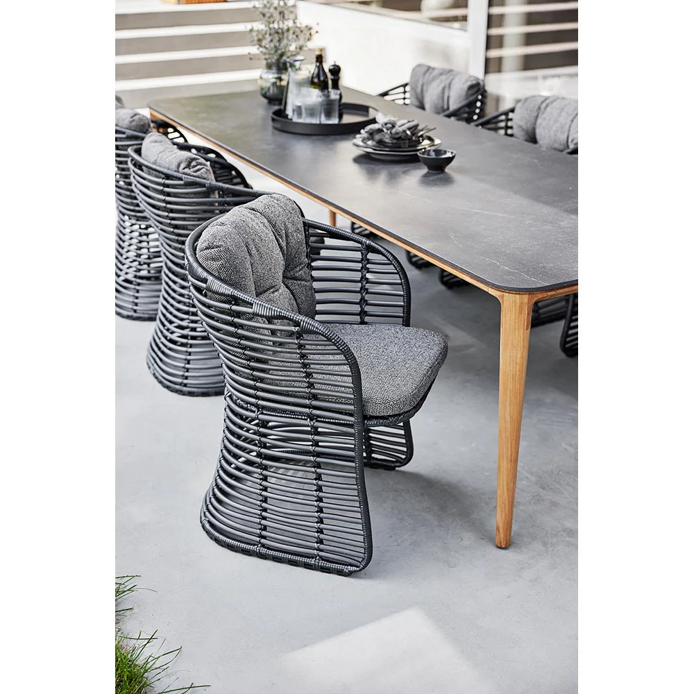 Basket Chair - Dark Gray Cushions, Natural Weave Frame - Image 5