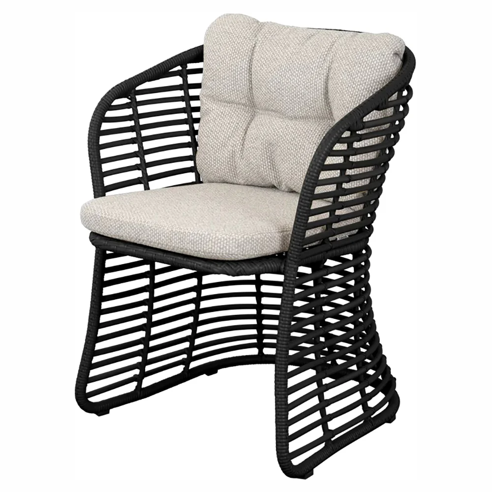 Basket Chair - Desert Sand Cushions, Graphite Weave Frame