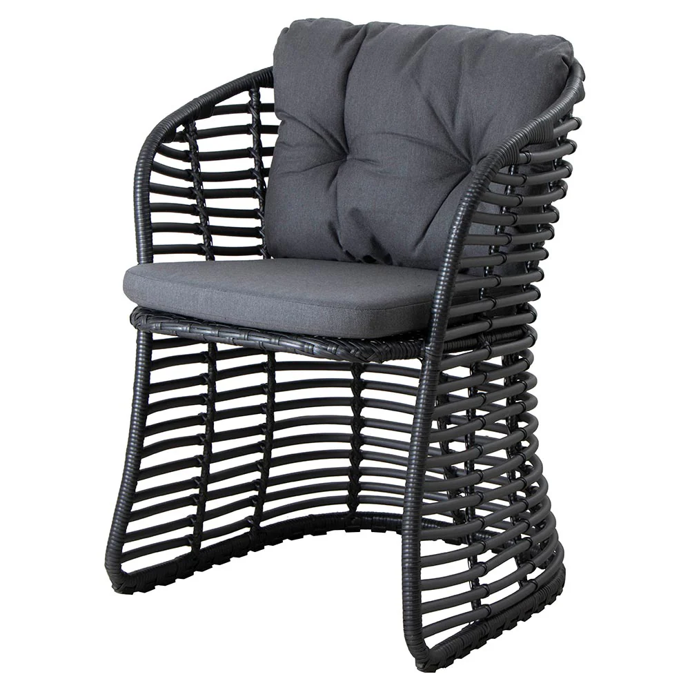 Basket Chair - Gray Natte Cushions, Graphite Weave Frame