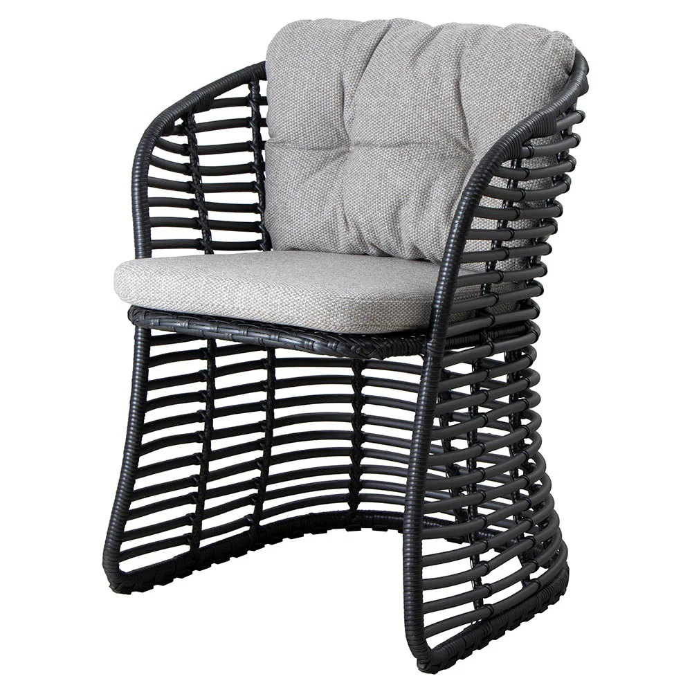 Basket Chair - Light Brown Wove Cushions, Graphite Weave Frame