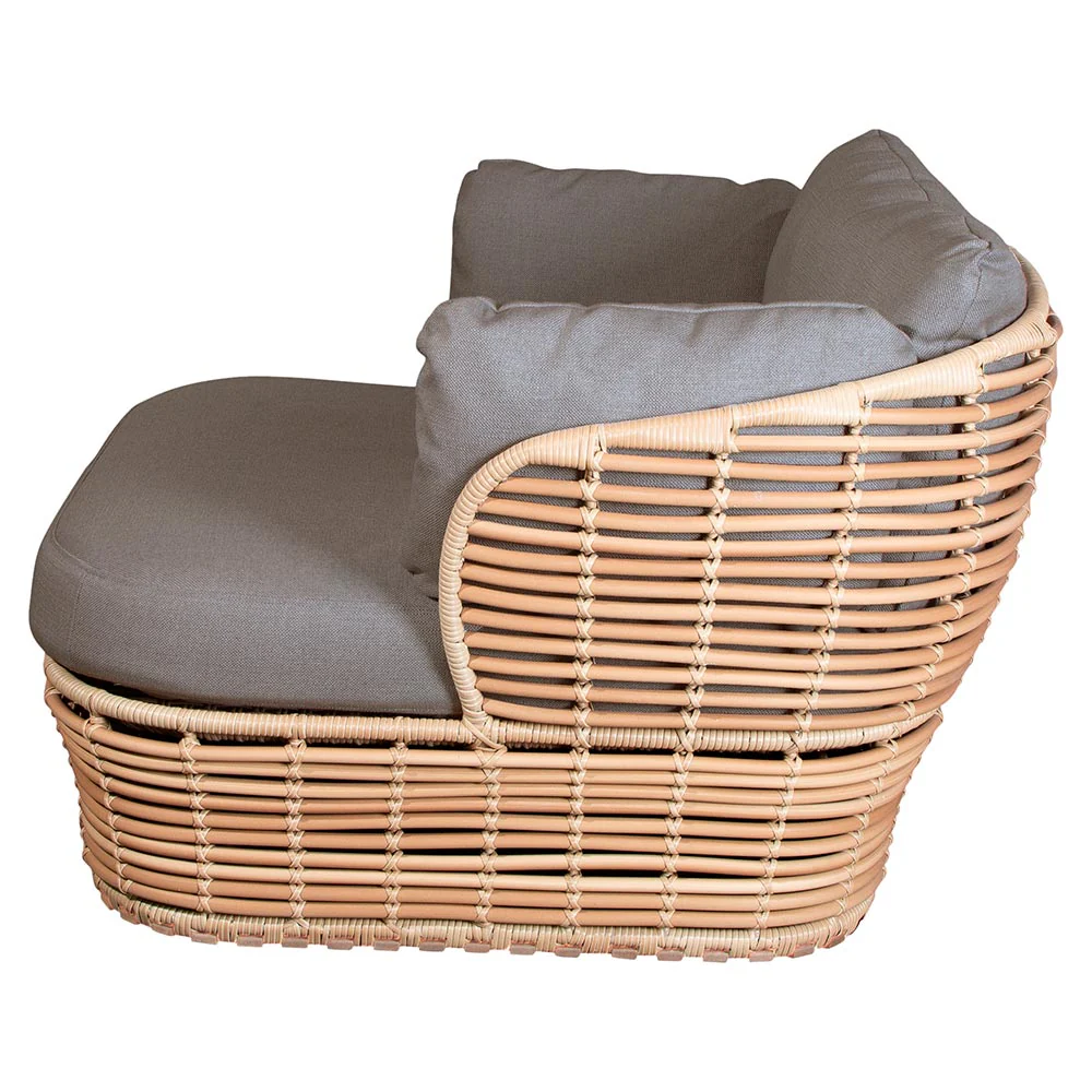 Basket Lounge Chair - Taupe Cushions, Natural Weave Base - Image 3