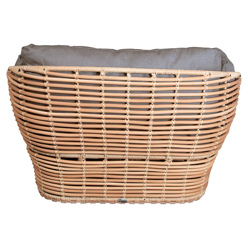 Basket Lounge Chair - Taupe Cushions, Natural Weave Base - Image 4