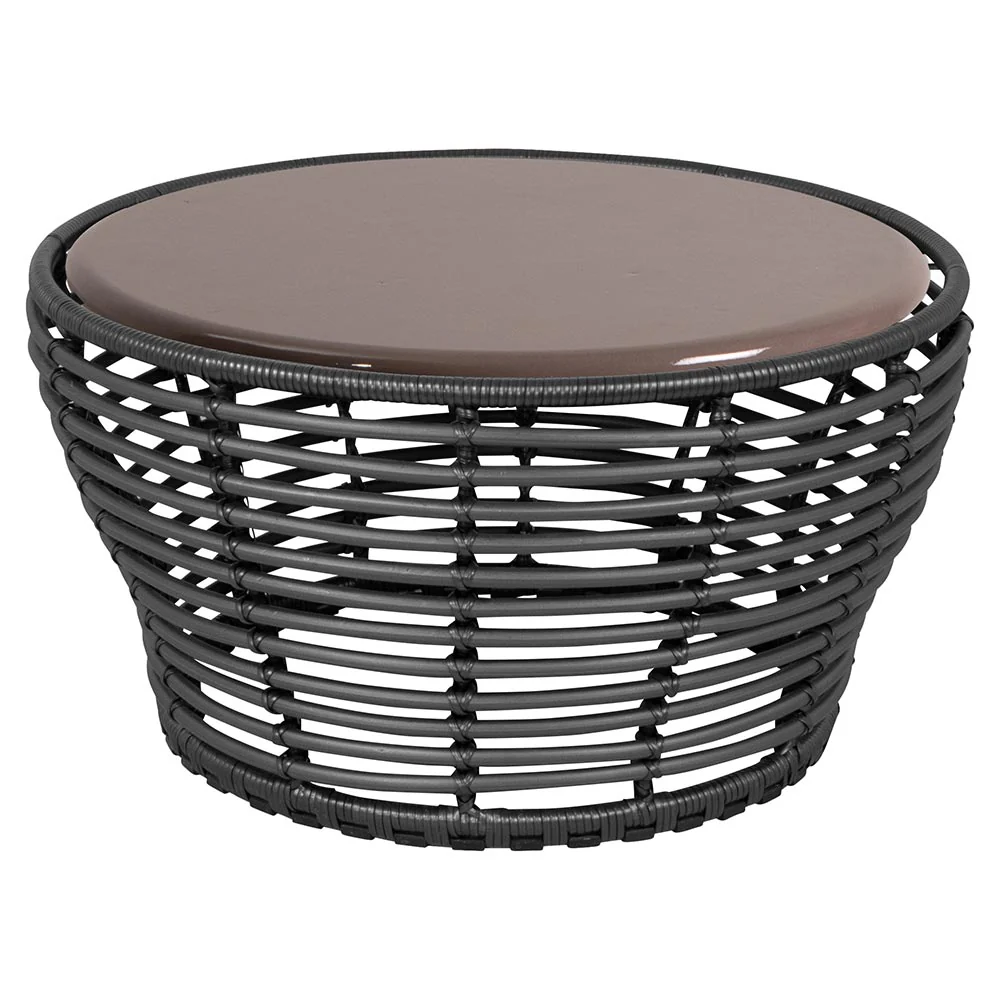 Basket Medium Coffee Table - Taupe Lava Stone Glazed Top, Graphite Weave Base