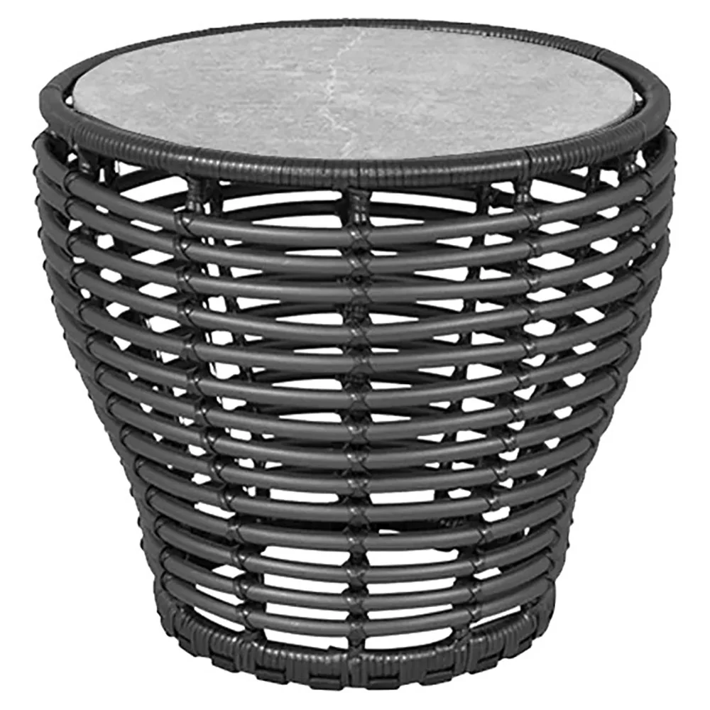 Basket Small Coffee Table - Fossil Gray Ceramic Top, Graphite Weave Base