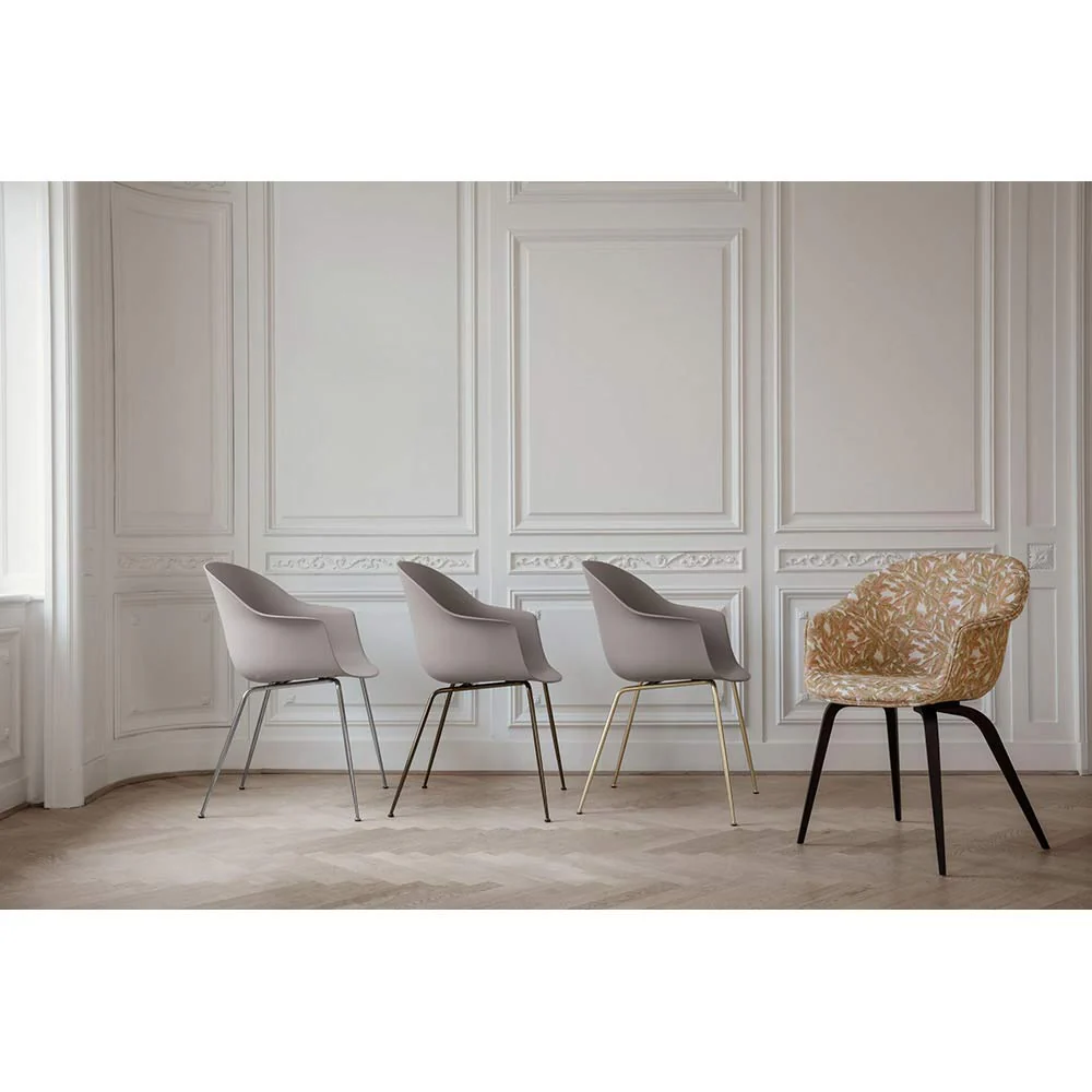 Bat Fully Upholstered Dining Chair - Wood Base - Image 2