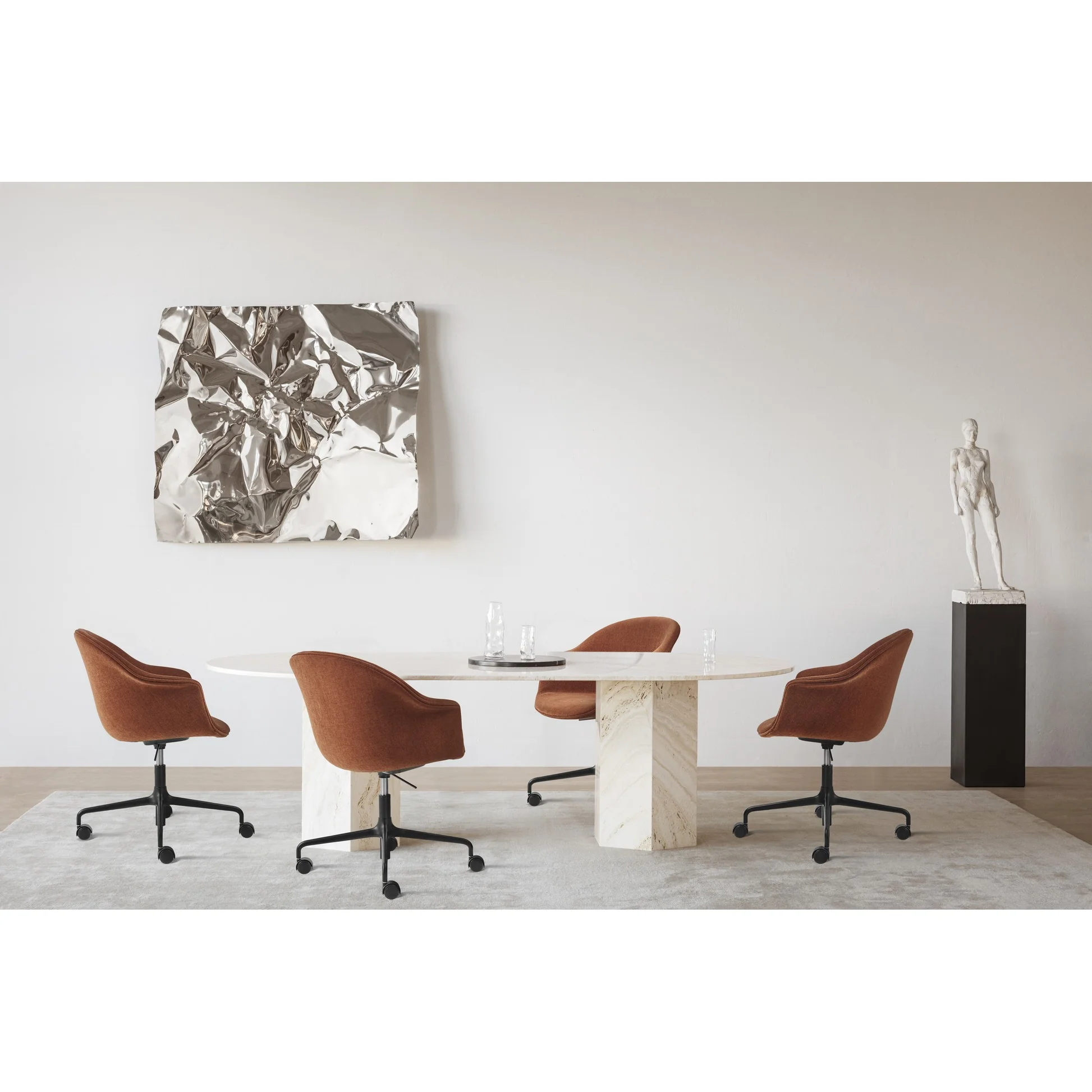 Bat Fully Upholstered Meeting Chair - Height Adjustable with Castors - Image 7