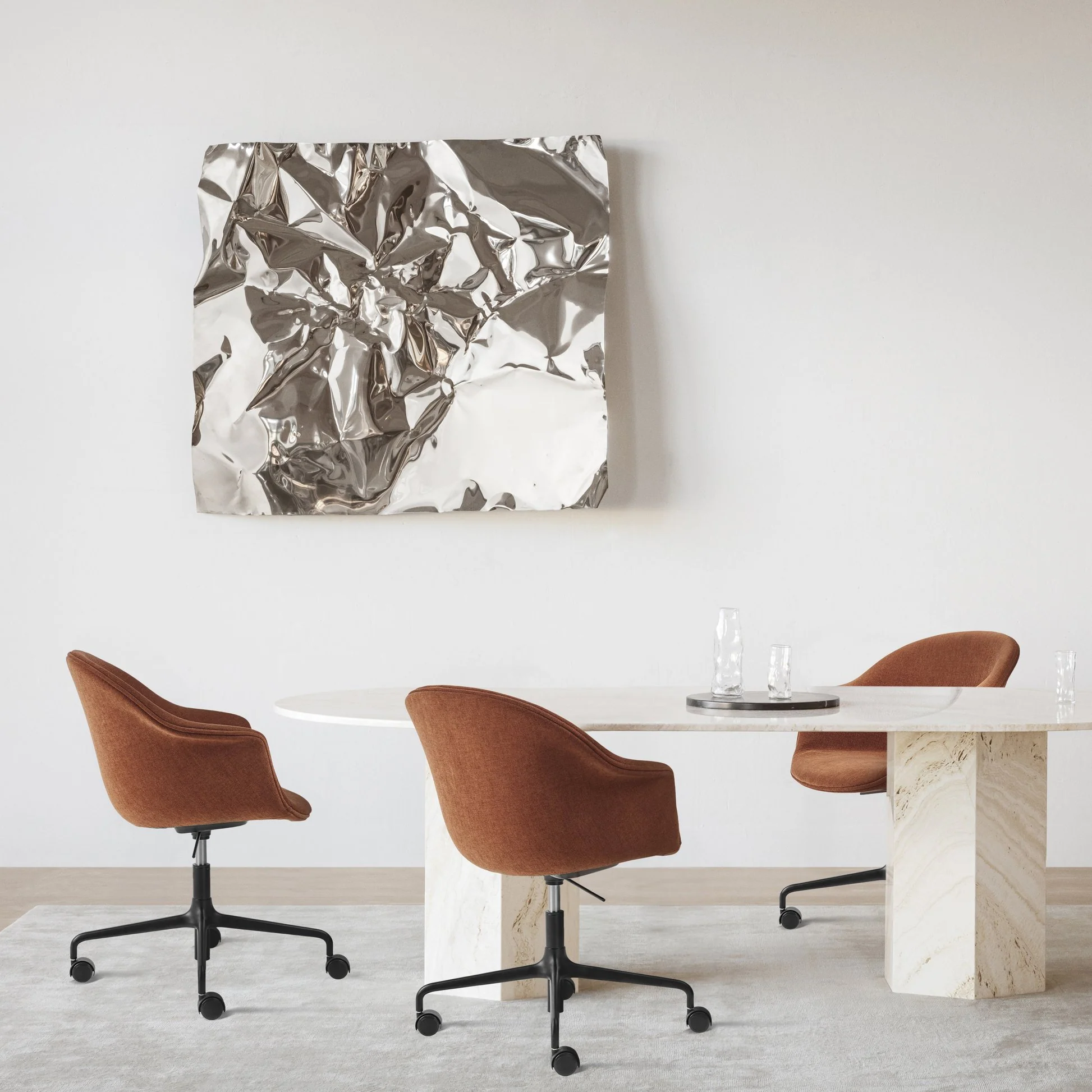 Bat Fully Upholstered Meeting Chair - Height Adjustable with Castors - Image 8