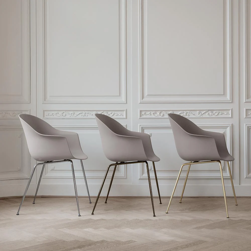 Bat Unupholstered Dining Chair - Black, Antique Brass Base - Image 2