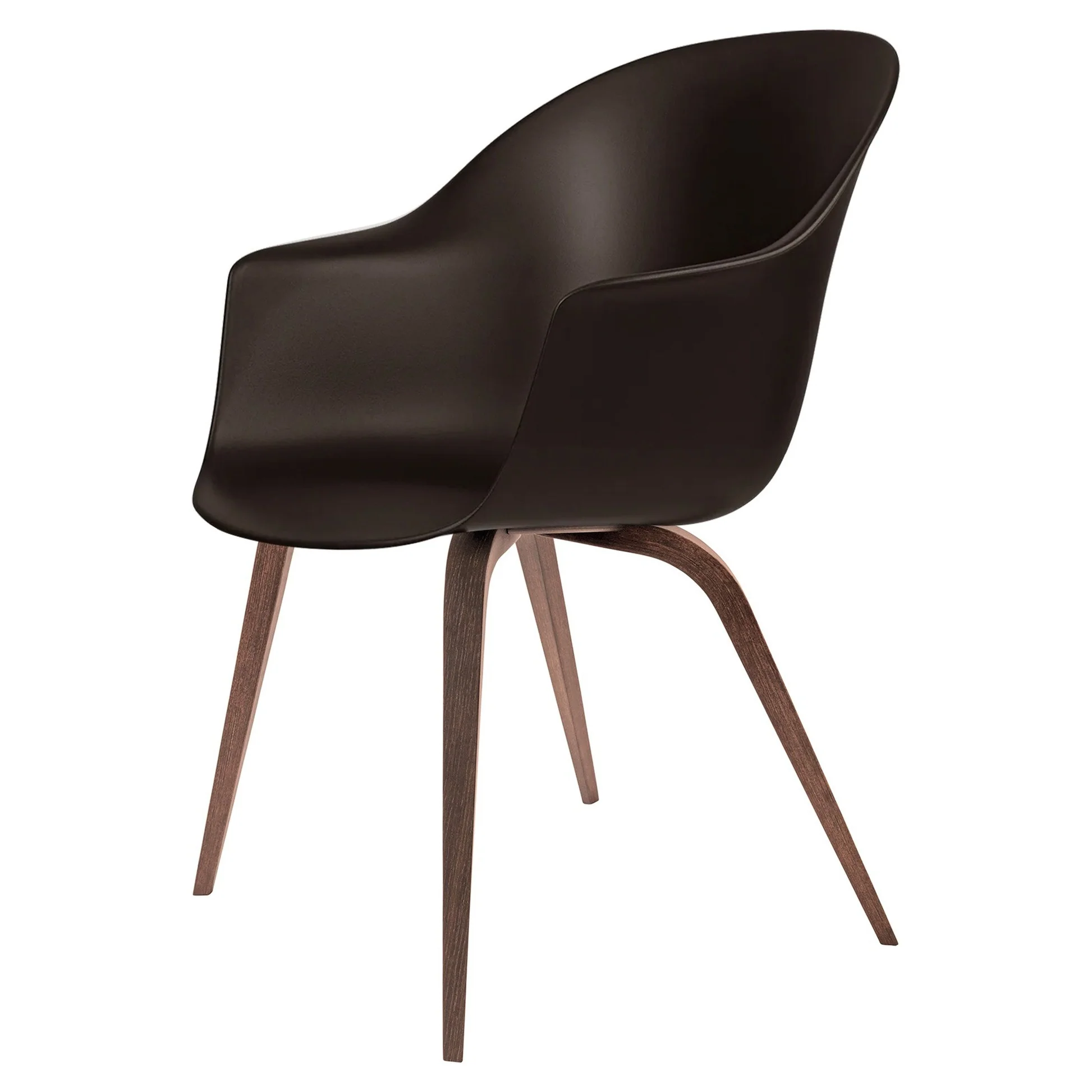 Bat Unupholstered Dining Chair - Mocha Brown, American Walnut Matte Lacquered Base