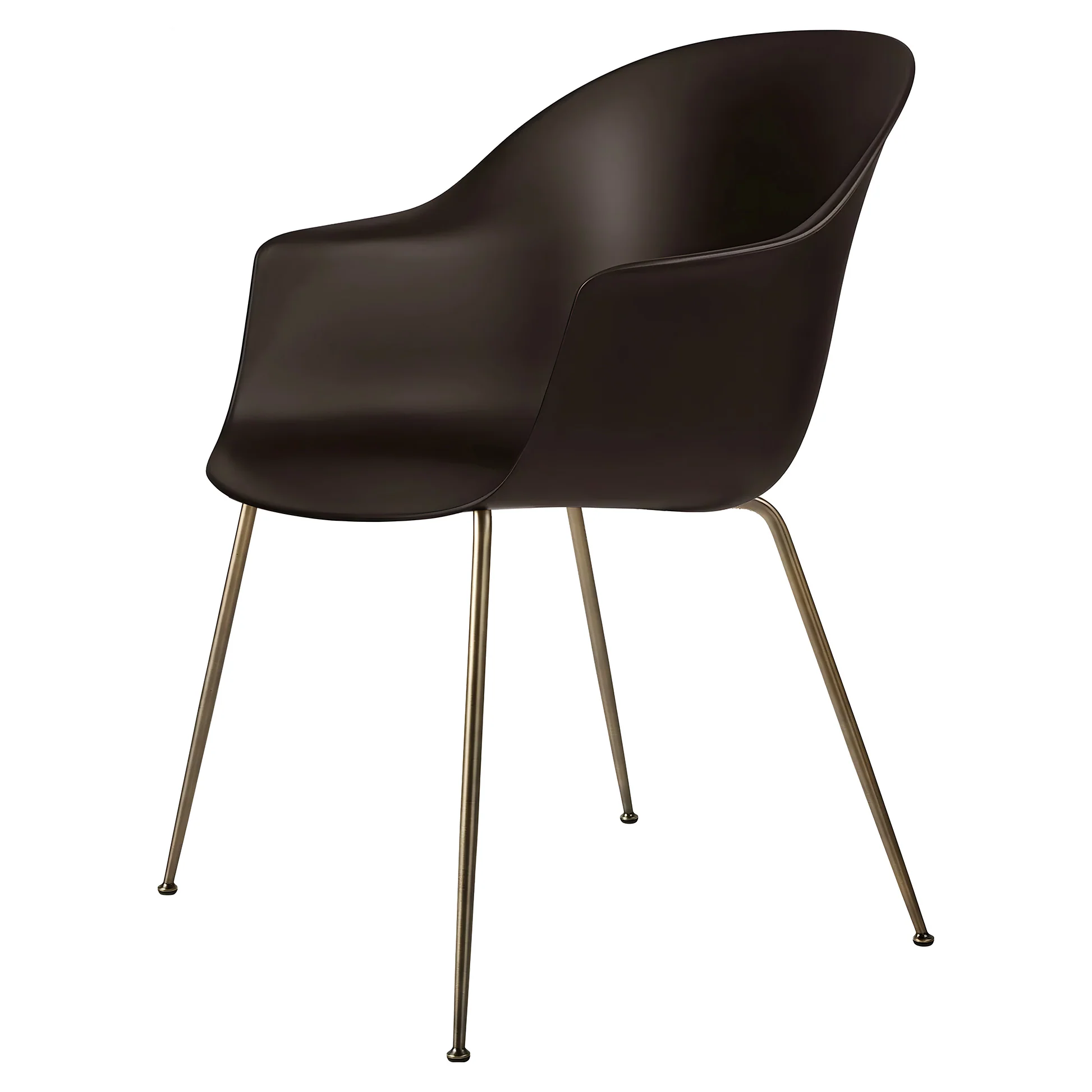 Bat Unupholstered Dining Chair - Mocha Brown, Antique Brass Base