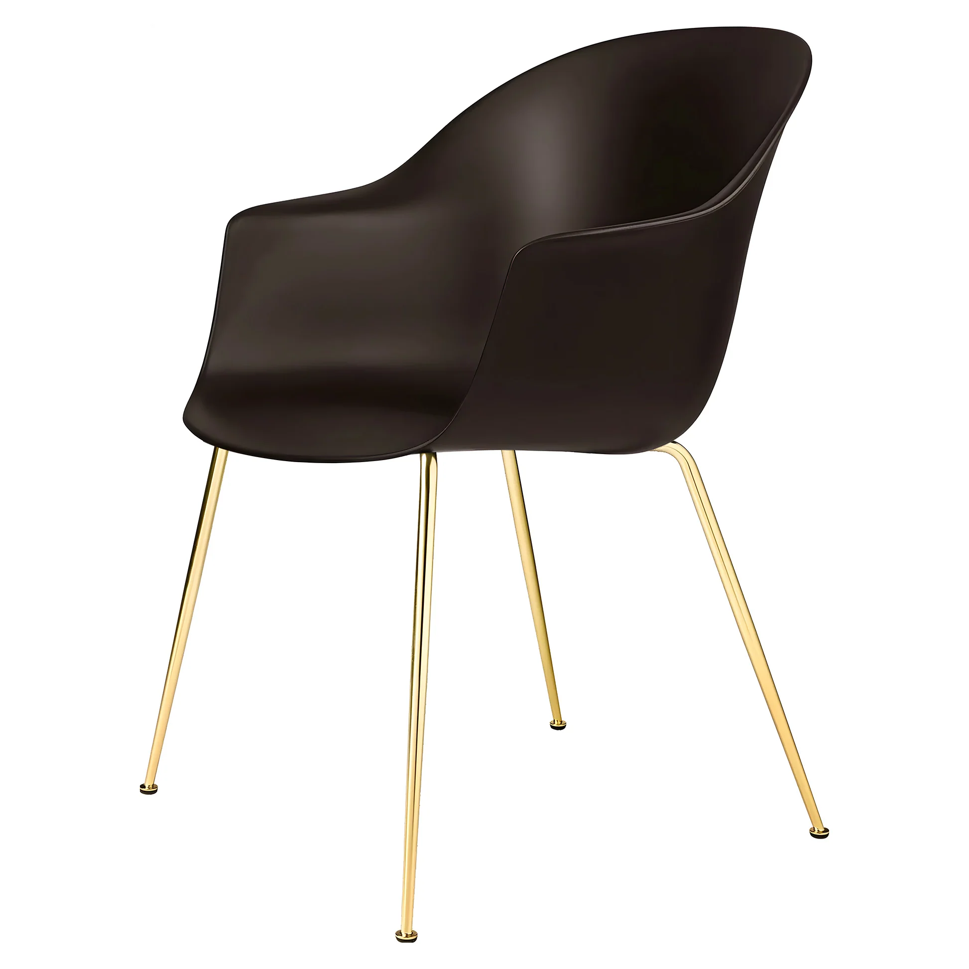 Bat Unupholstered Dining Chair - Mocha Brown, Brass Semi Matte Base