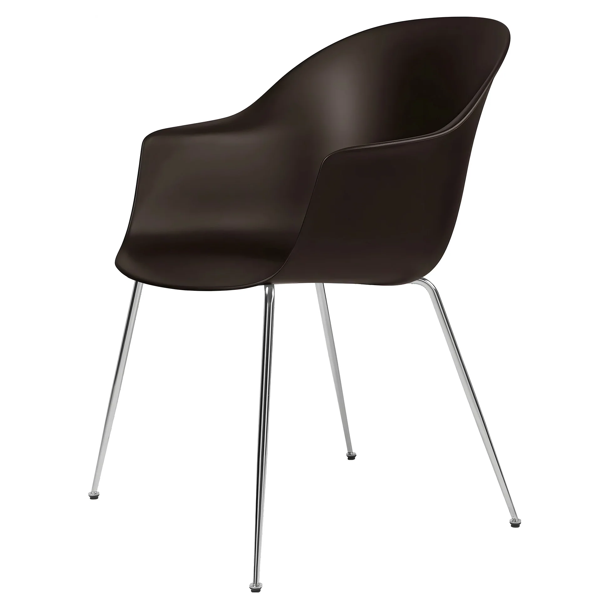 Bat Unupholstered Dining Chair - Mocha Brown, Chrome Base