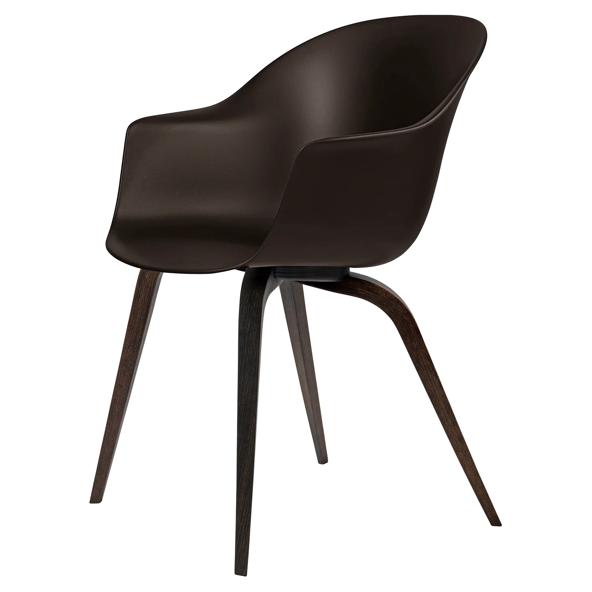 Bat Unupholstered Dining Chair - Mocha Brown, Smoked Oak Matte Lacquered Base