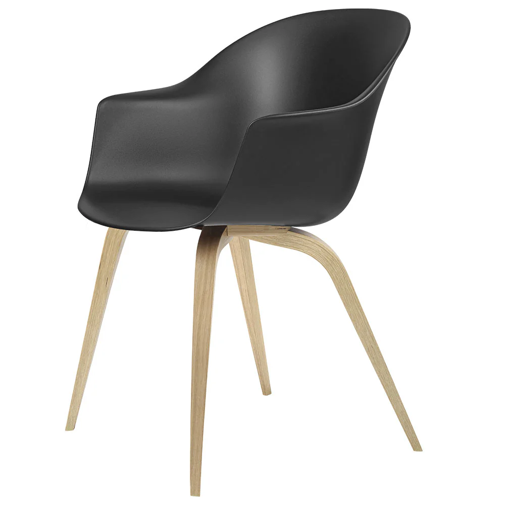 Bat Unupholstered Dining Chair - Black, Oak Base