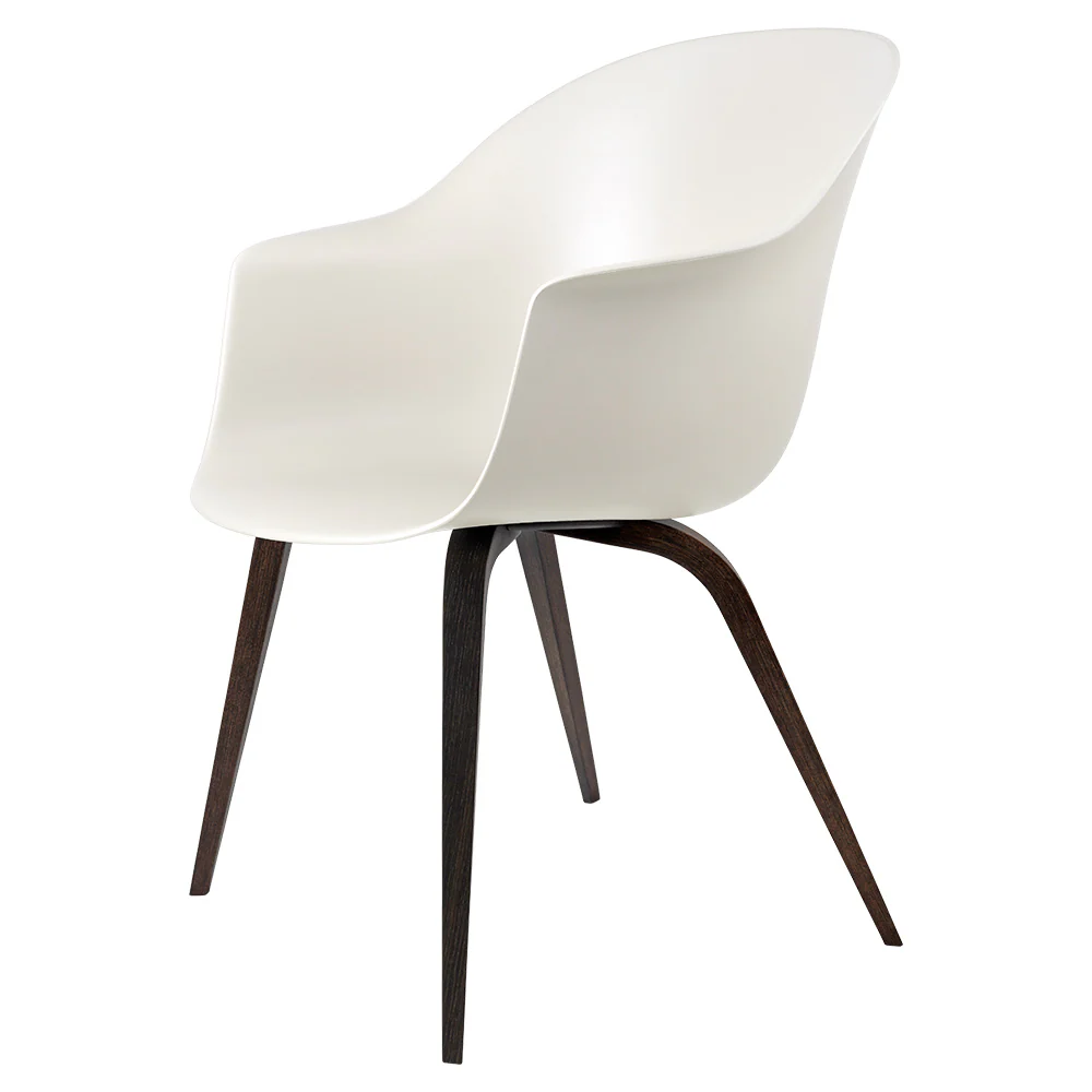 Bat Unupholstered Dining Chair - Alabaster White, Smoked Oak Base