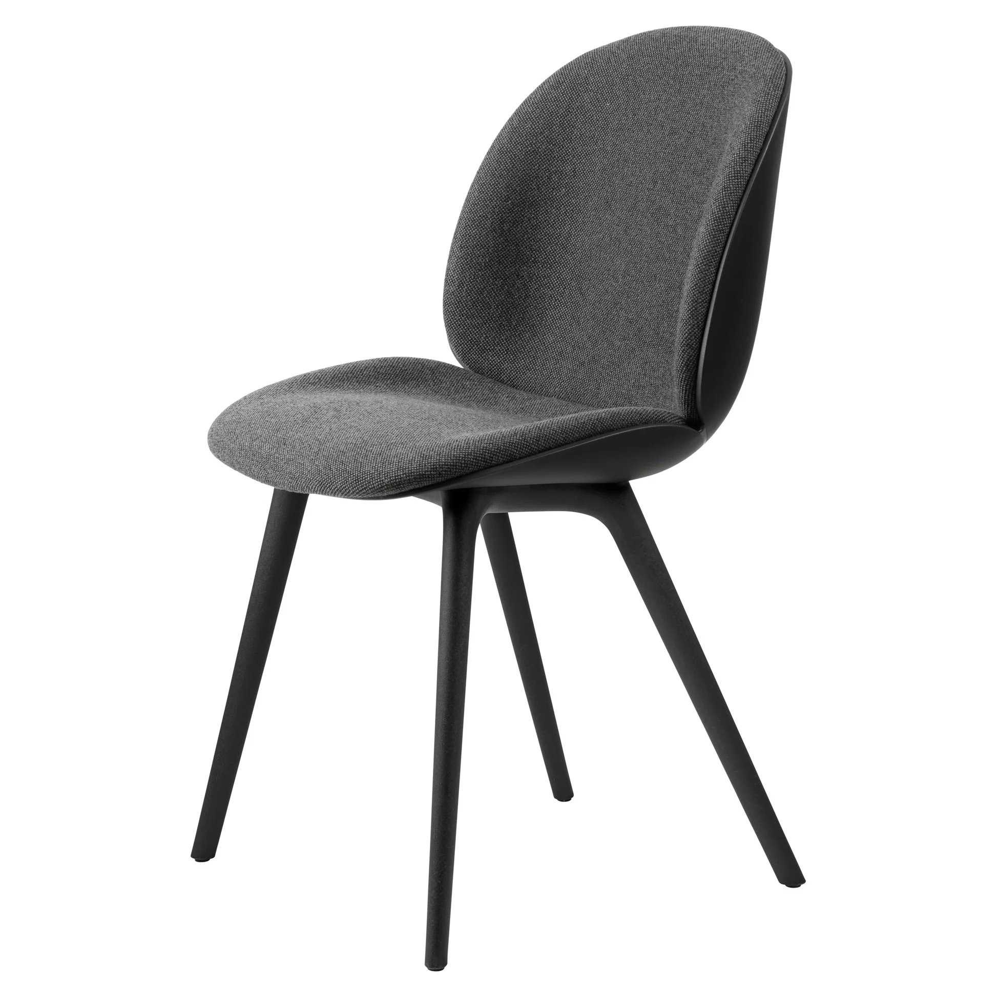 Beetle Dining Chair - Front Upholstered, Black Plastic Base