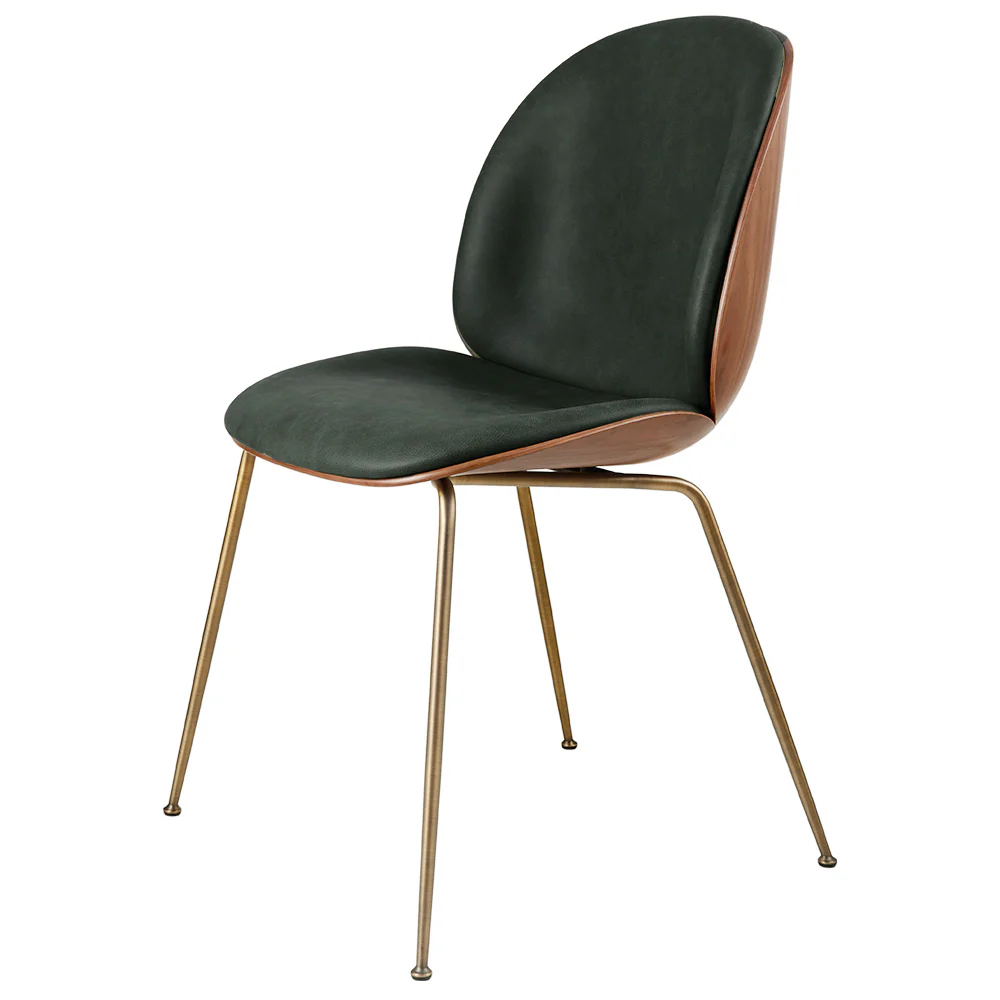 Beetle Front Upholstered Dining Chair - Veneer Shell, Conic Base