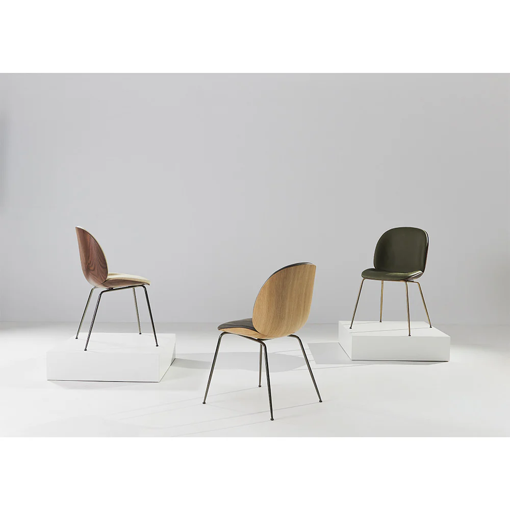 Beetle Front Upholstered Dining Chair - Veneer Shell, Conic Base - Image 14
