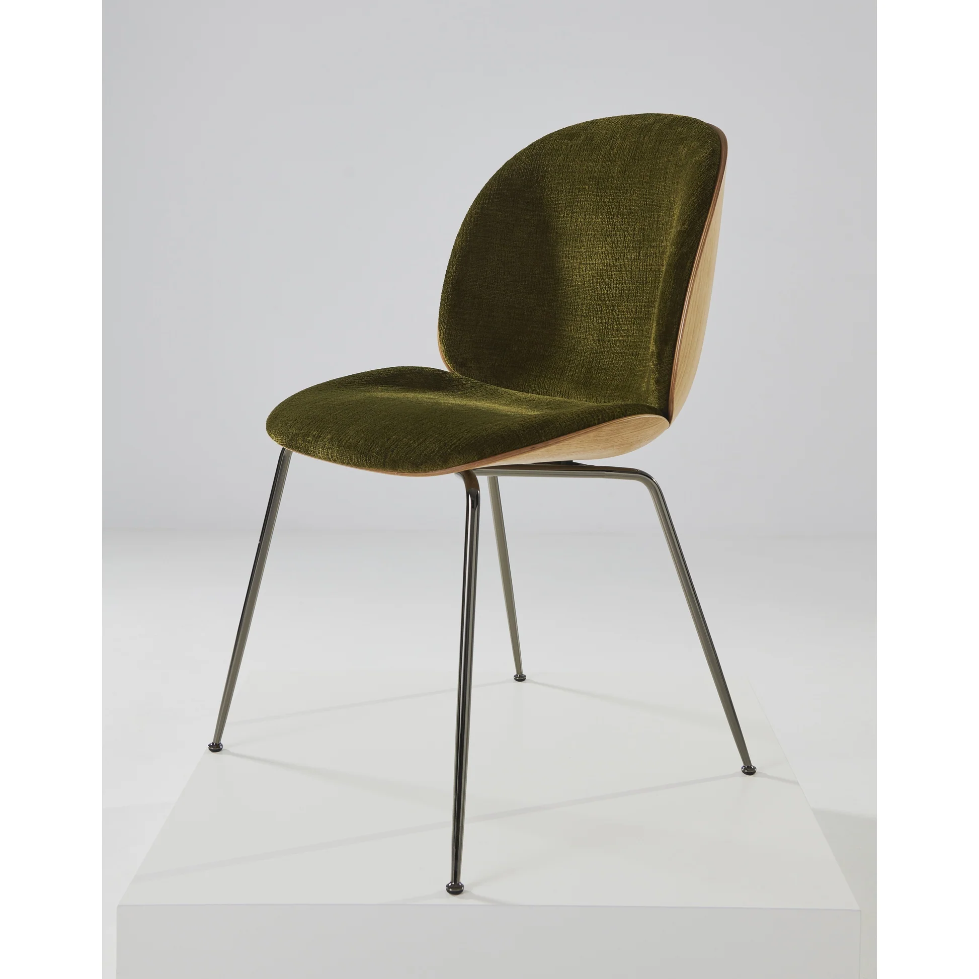 Beetle Front Upholstered Dining Chair - Veneer Shell, Conic Base - Image 16
