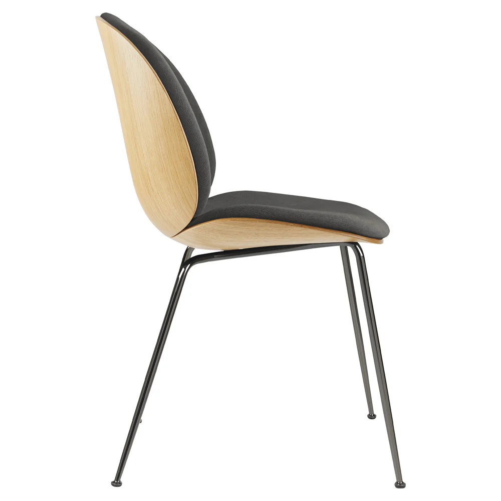 Beetle Front Upholstered Dining Chair - Veneer Shell, Conic Base - Image 5
