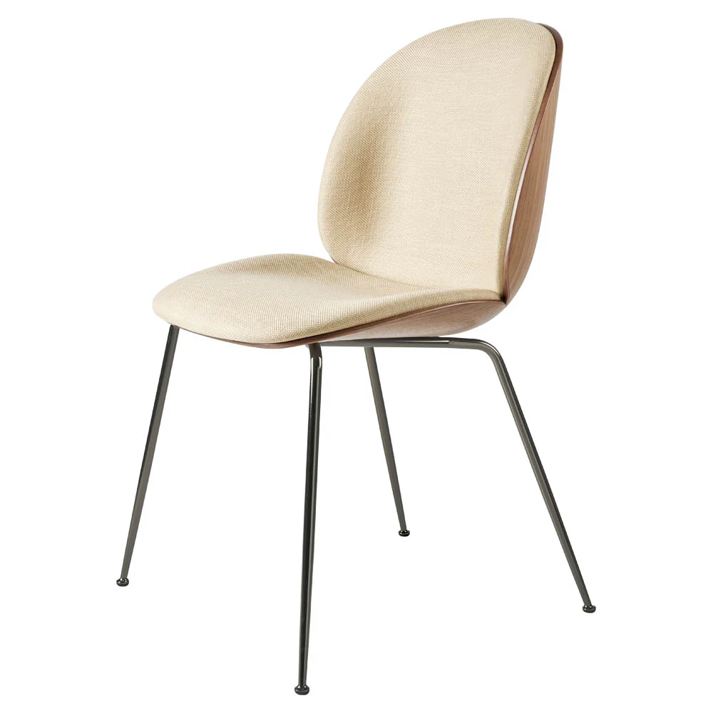 Beetle Front Upholstered Dining Chair - Veneer Shell, Conic Base - Image 2