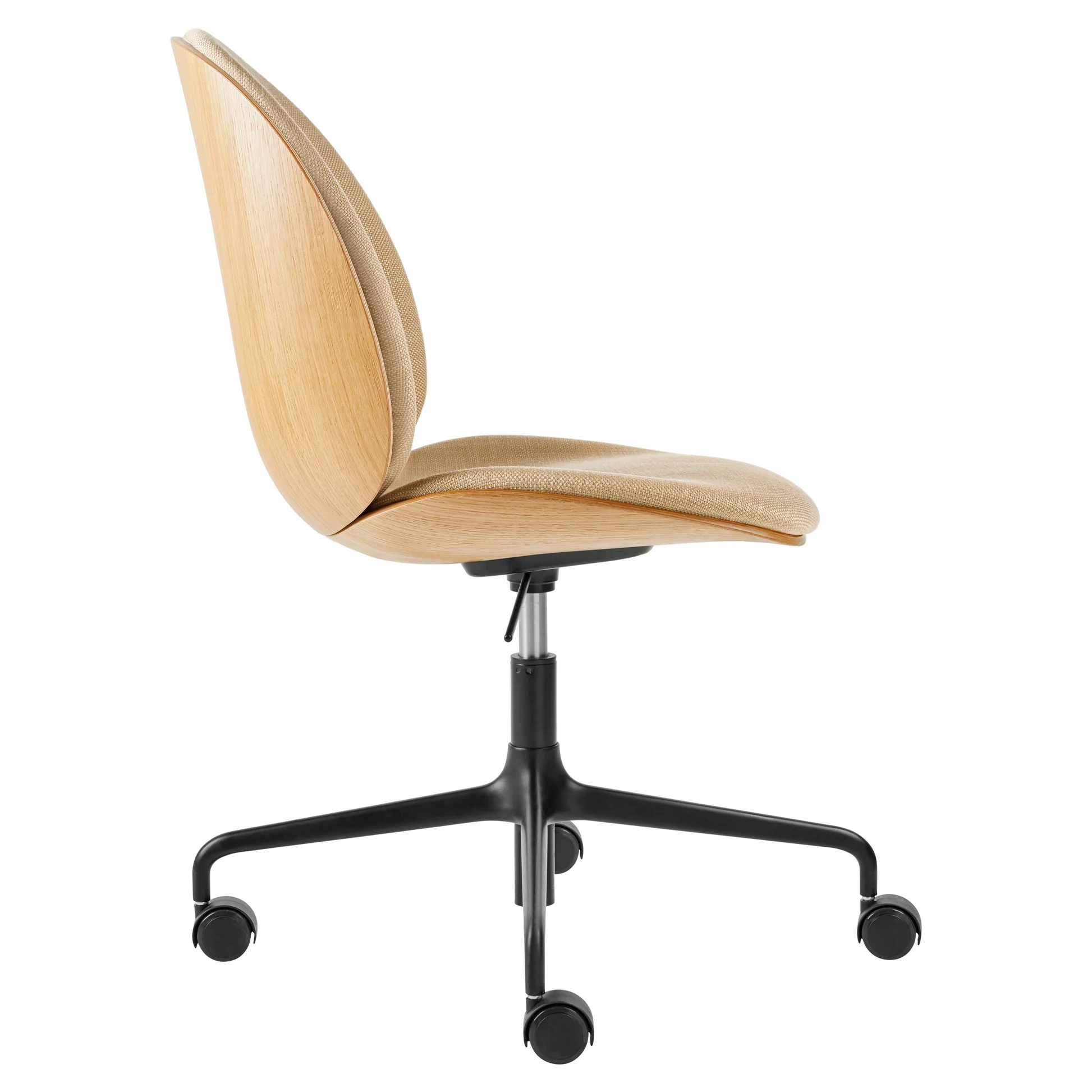 Beetle Front Upholstered Meeting Chair - Veneer Shell, Height Adjustable with Castors - Image 2