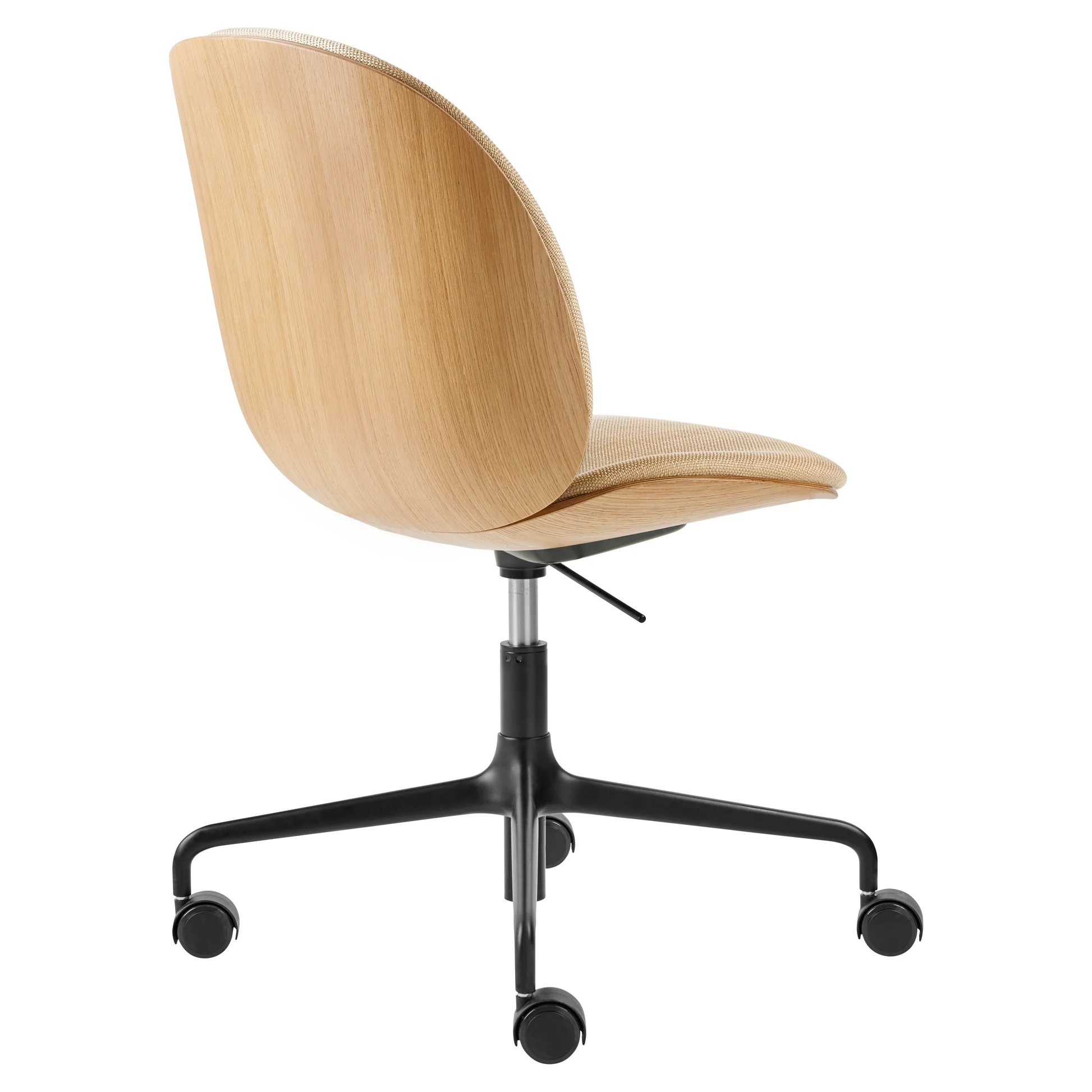 Beetle Front Upholstered Meeting Chair - Veneer Shell, Height Adjustable with Castors - Image 3