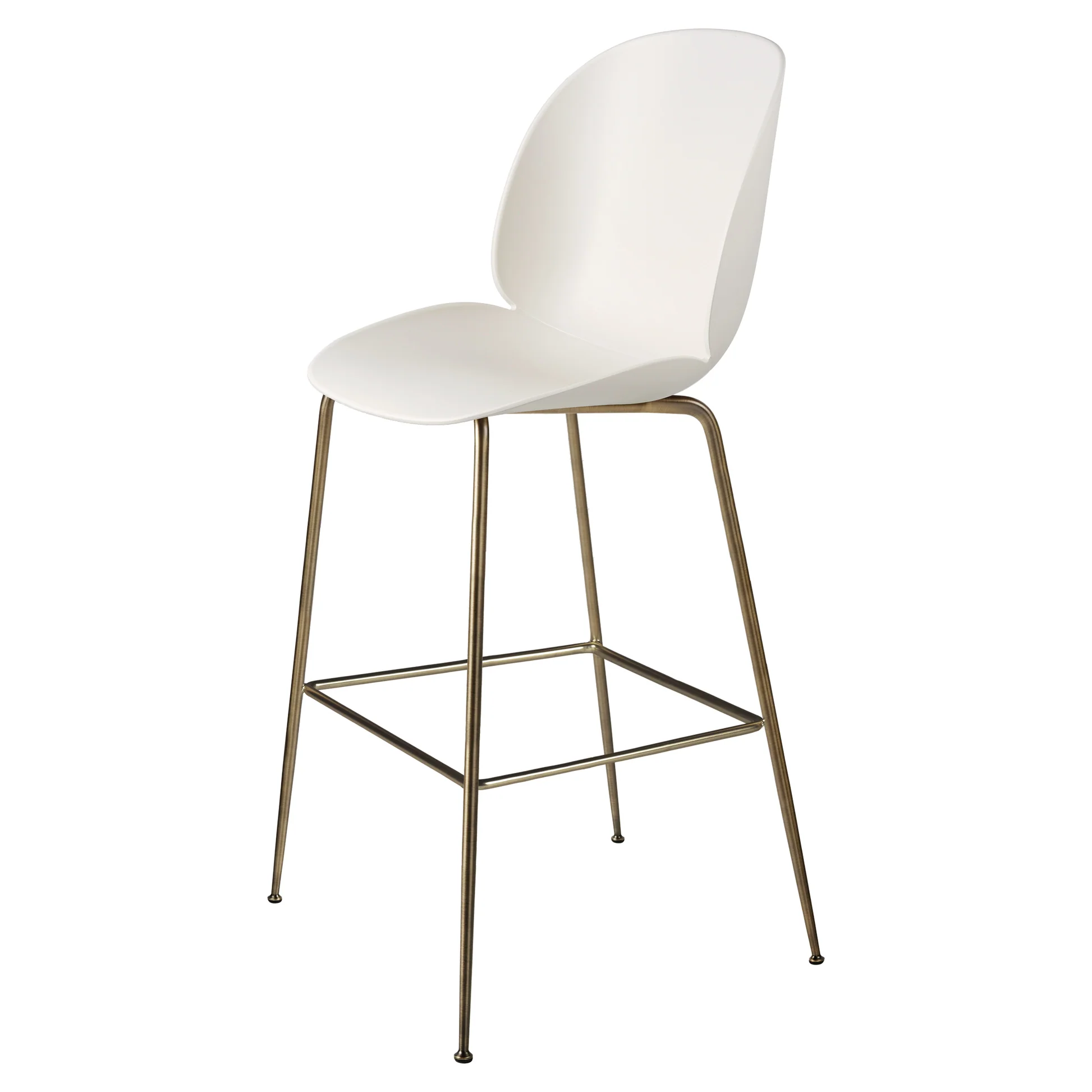 Beetle Unupholstered Bar Chair - Alabaster White, Antique Brass
